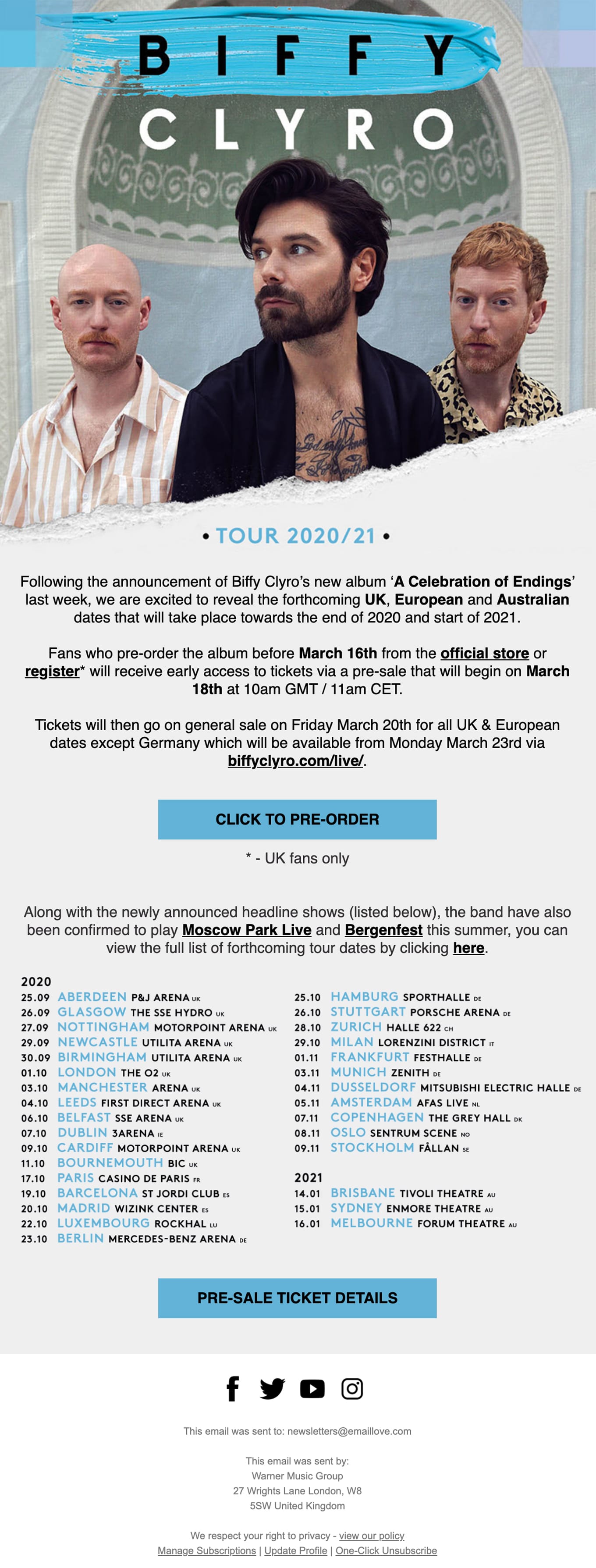 UK, European and Australian Tour Announced / Pre-sale details Thumbnail Preview