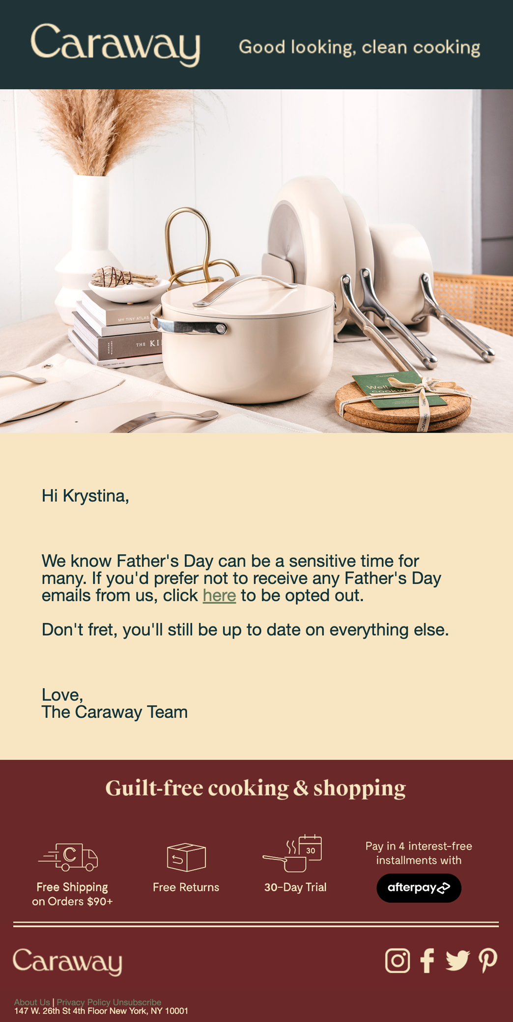 Caraway Father’s Day Opt-out Email Thumbnail Preview