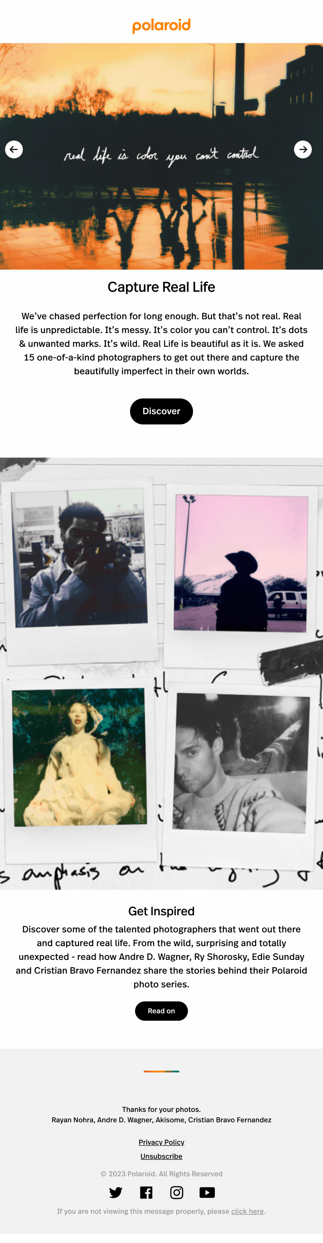 Polaroid Carousel Email Design Thumbnail Preview