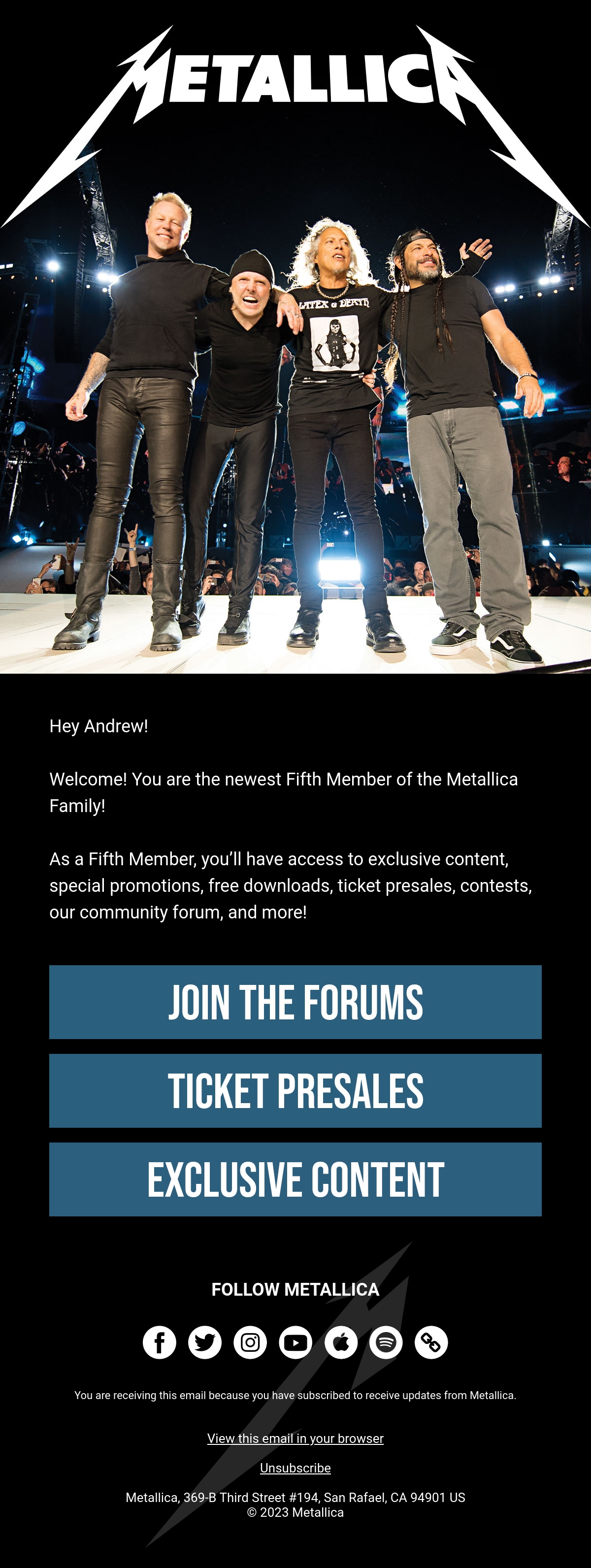Metallica Email Design Thumbnail Preview