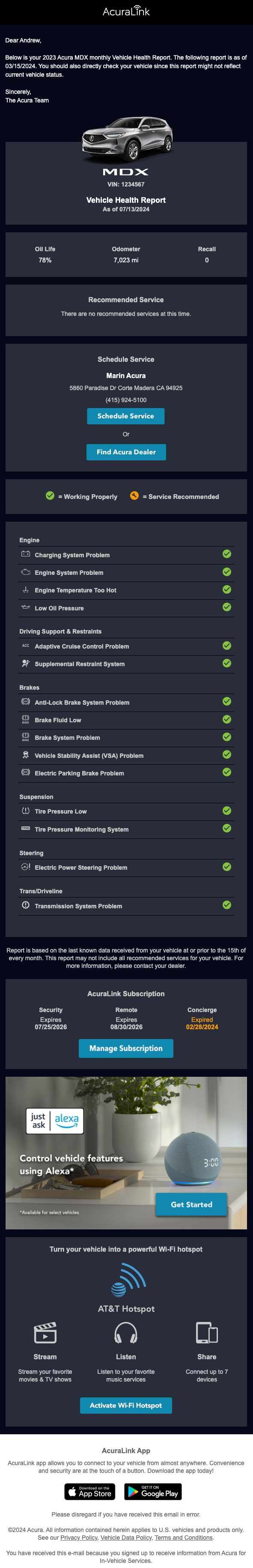 Acura Service Email Design Thumbnail Preview