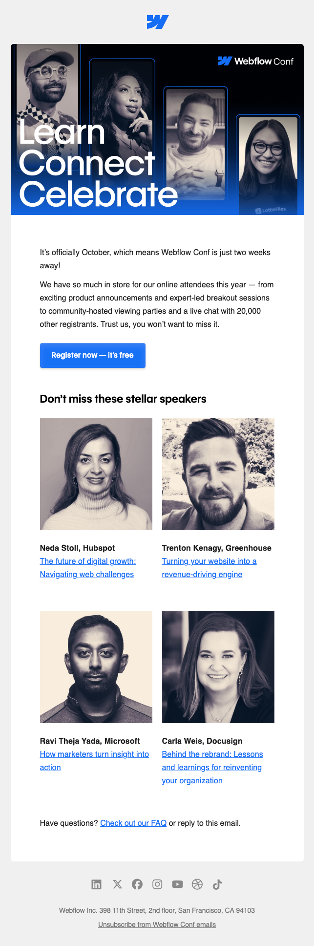 Webflow Conf Email Design Thumbnail Preview