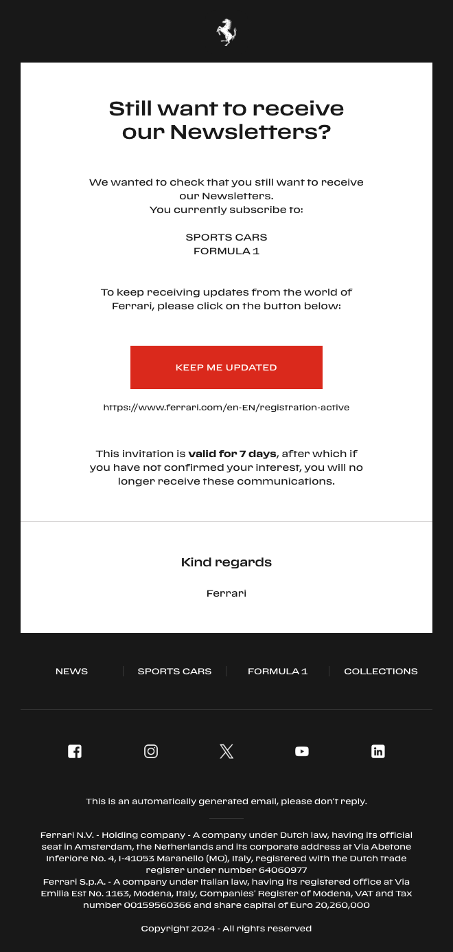 Ferrari.com Email Design Thumbnail Preview