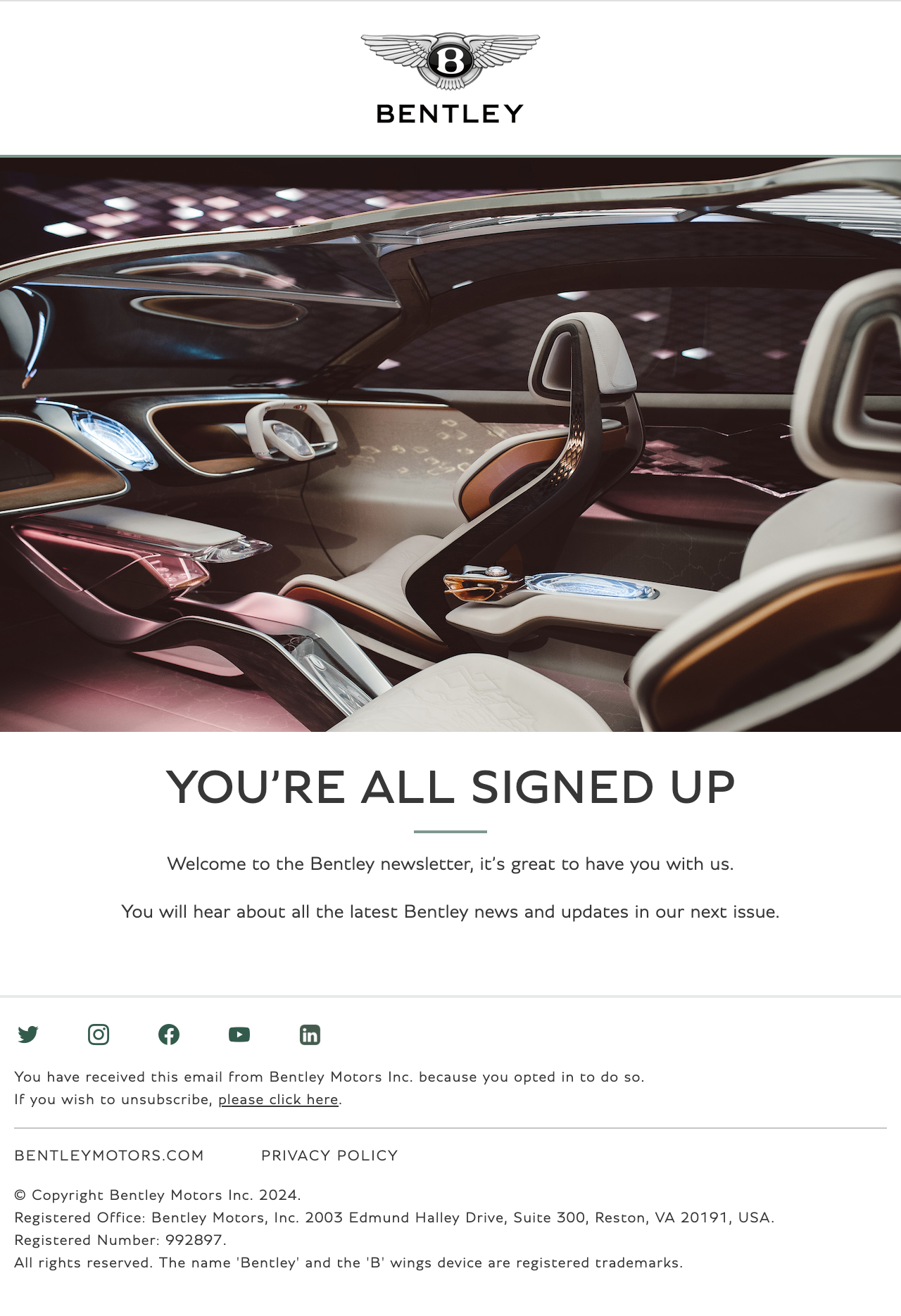 Bentley Motors Inc Email Design Thumbnail Preview