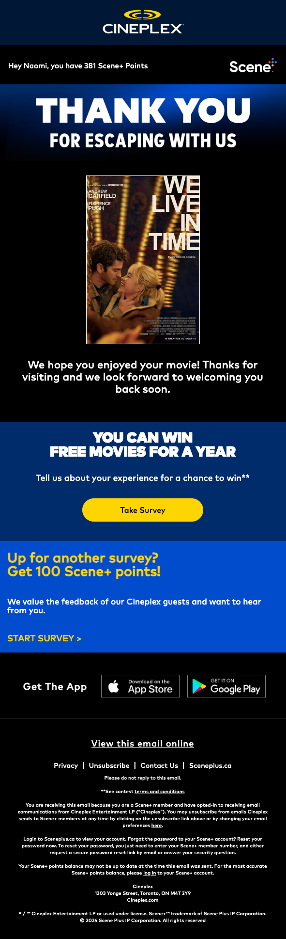 Cineplex Post-visit follow up Thumbnail Preview