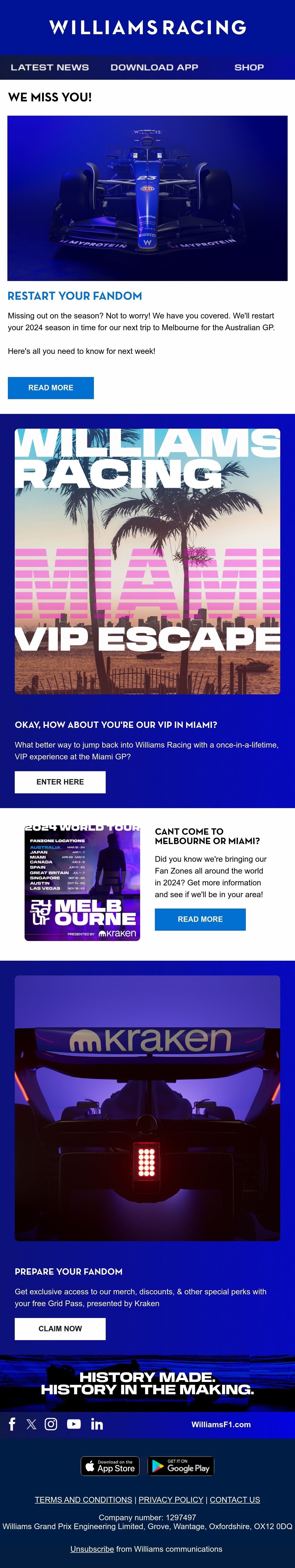 Williams Racing Email Design Thumbnail Preview