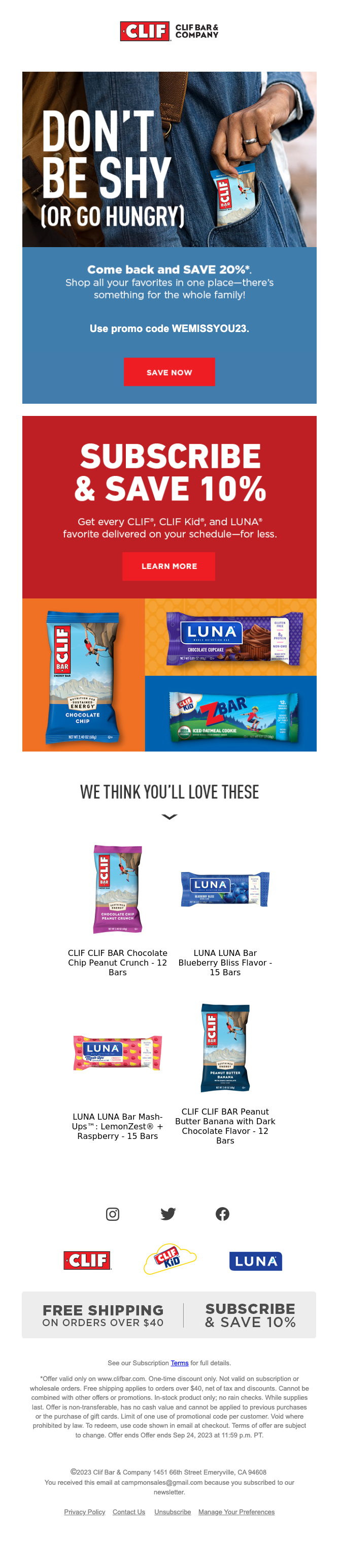 Clif Bar & Company Email Design Thumbnail Preview