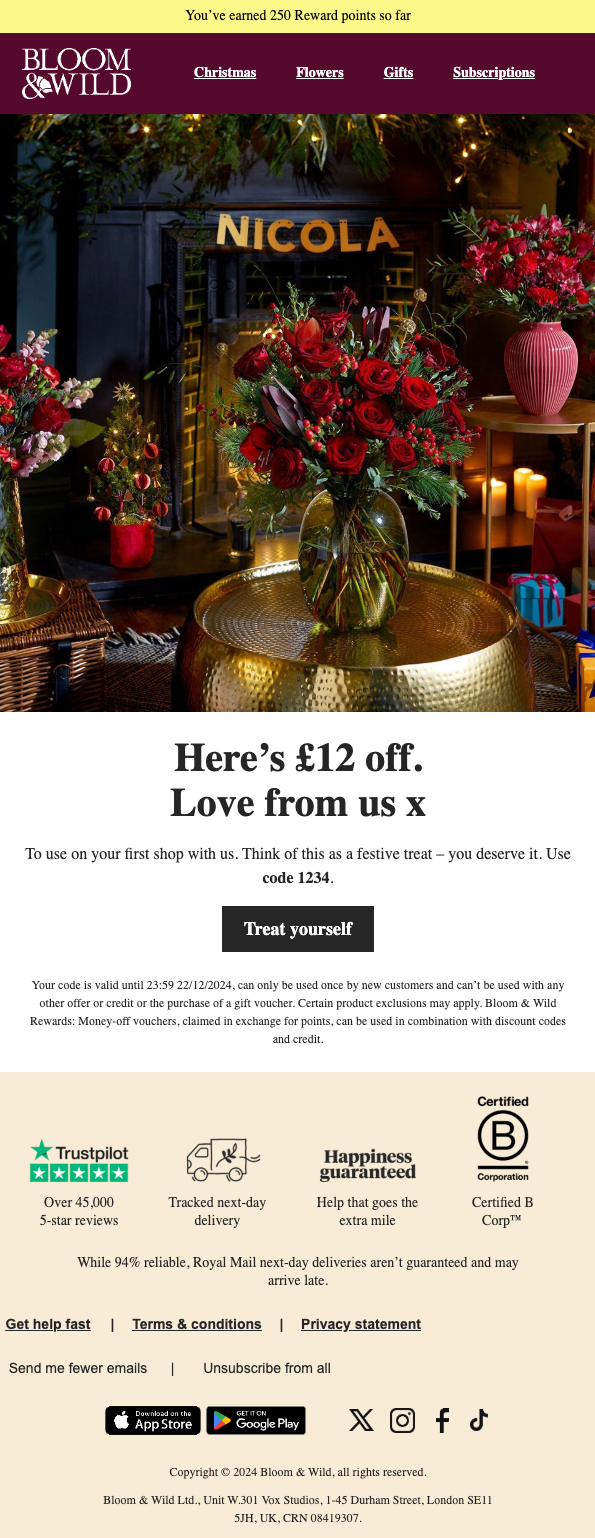 Bloom & Wild Personalized Email Design Thumbnail Preview