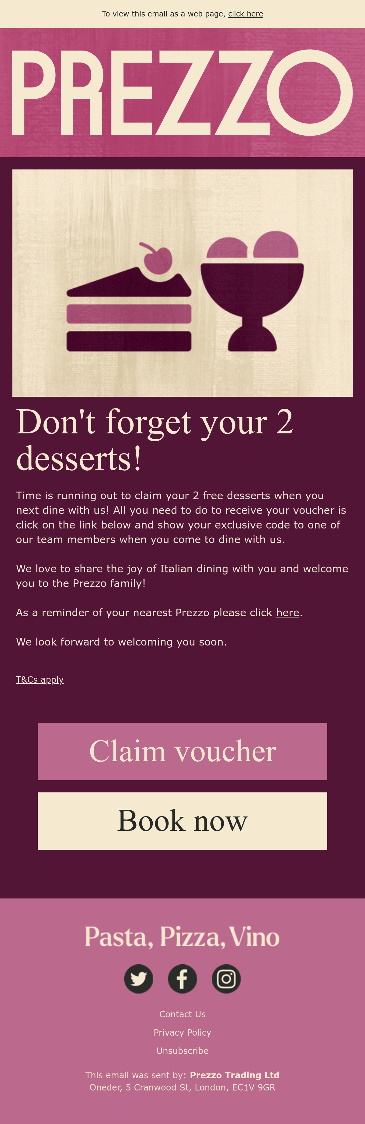 Email Inspiration from Prezzo Thumbnail Preview