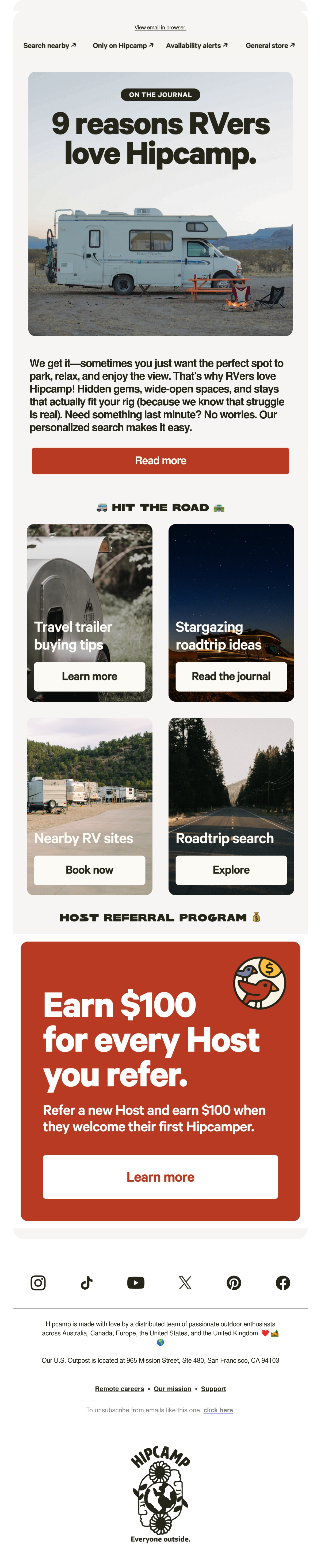 Email Inspiration from Hipcamp Thumbnail Preview