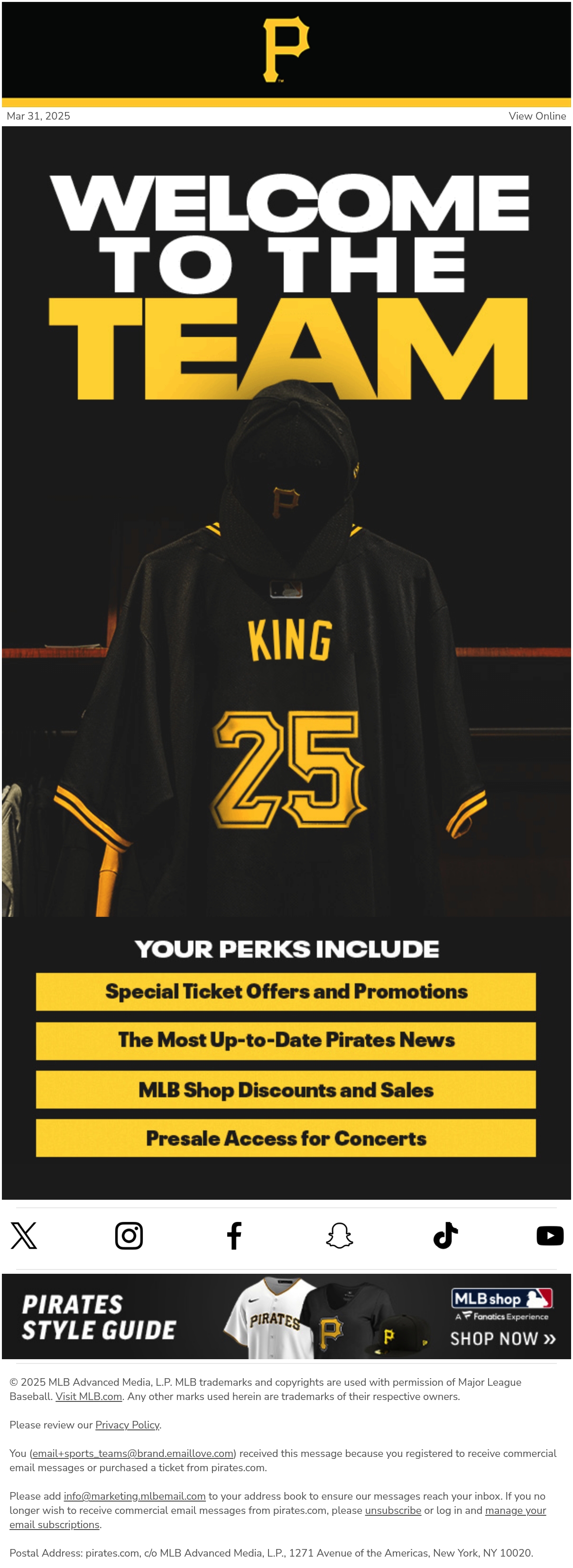 Email Inspiration from pirates.com Thumbnail Preview