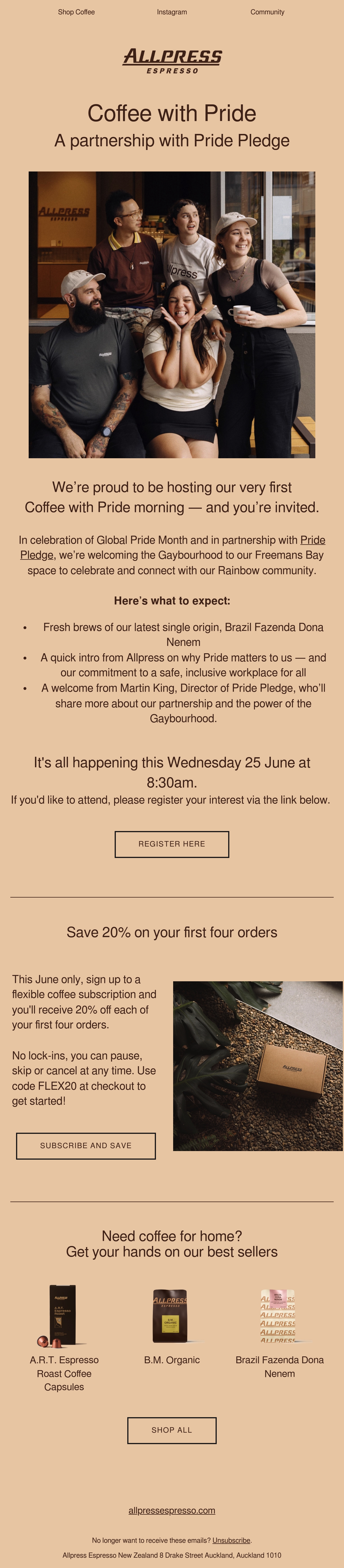 Email Inspiration from Allpress Espresso New Zealand Thumbnail Preview