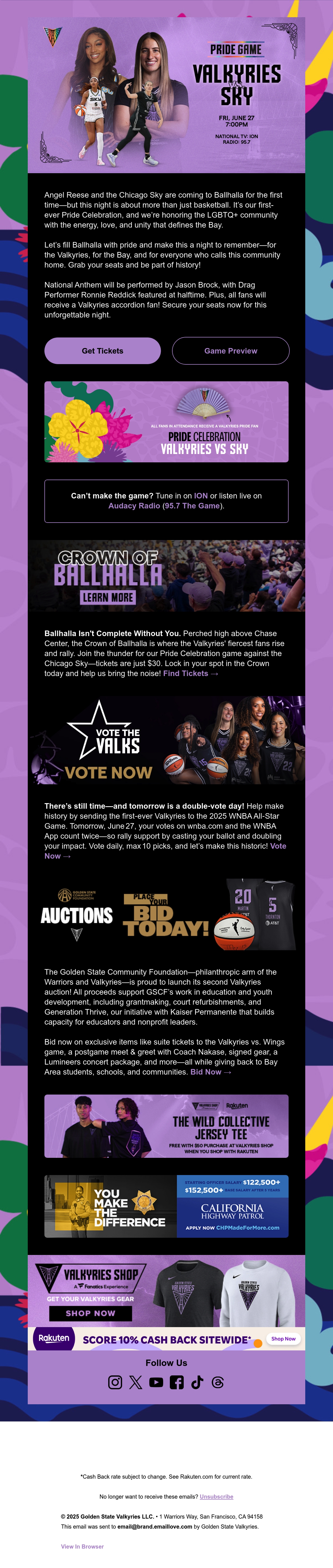 Email Inspiration from Golden State Valkyries Thumbnail Preview