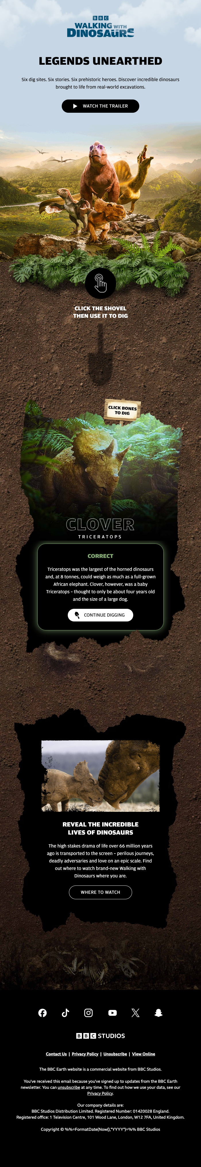 BBC Walking with Dinosaurs Interactive Email Thumbnail Preview