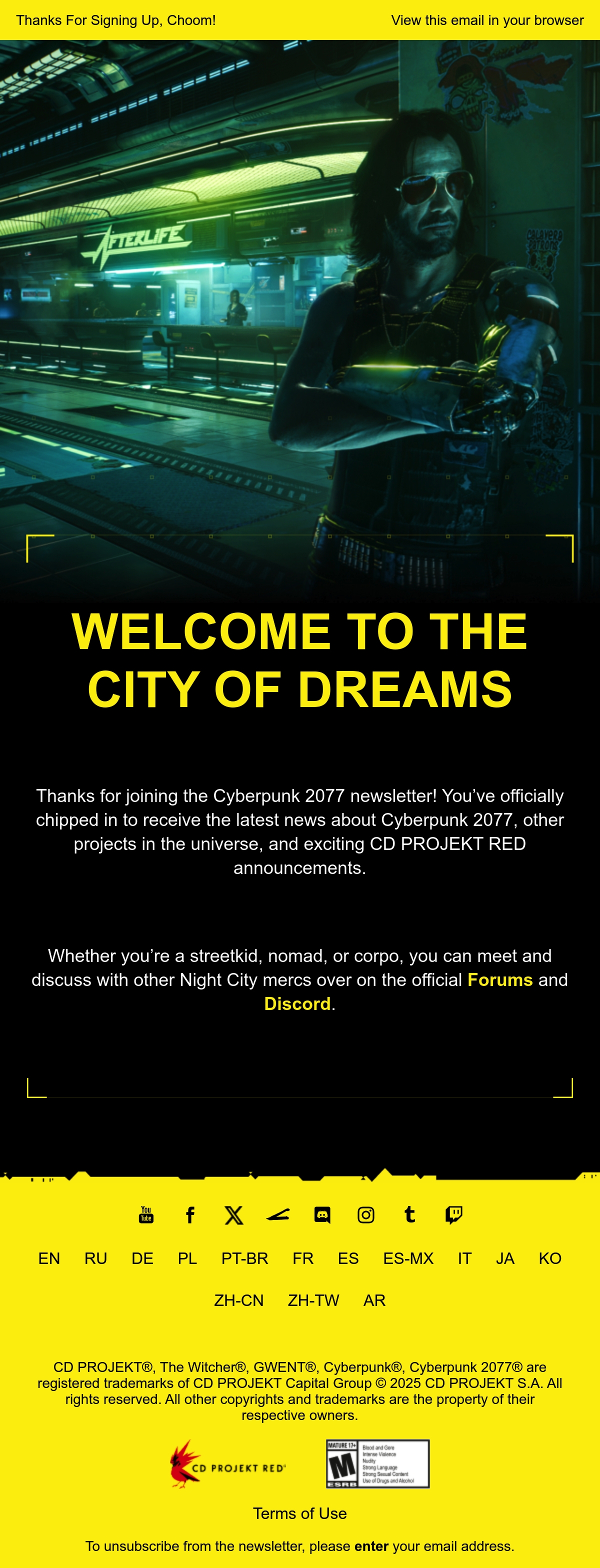Email Inspiration from Cyberpunk Newsletter Thumbnail Preview