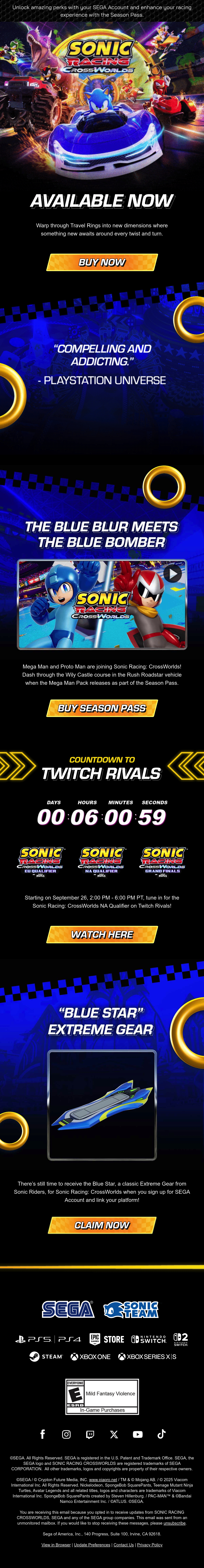 Email Inspiration from Sonic Racing: CrossWorlds Thumbnail Preview