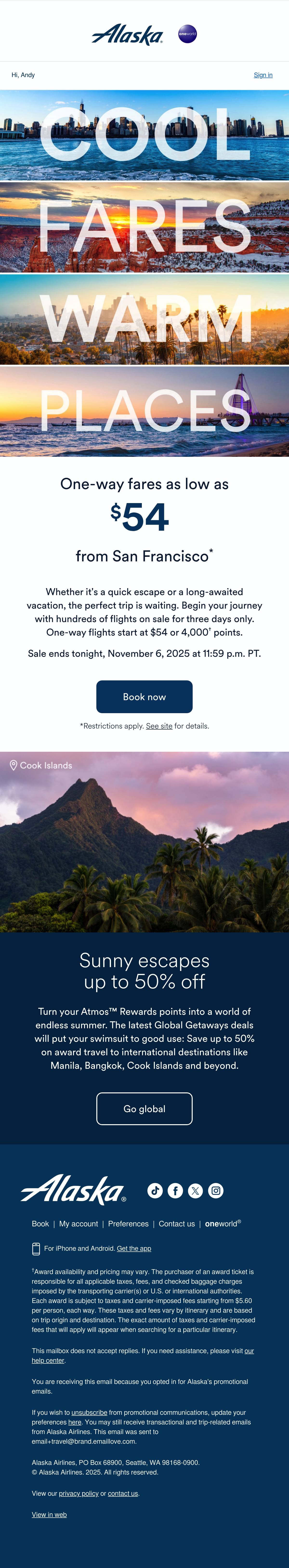 Email Inspiration from Alaska Airlines Thumbnail Preview