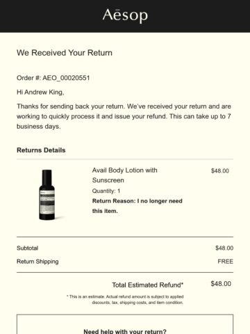 Email Inspiration from Aesop Thumbnail Preview