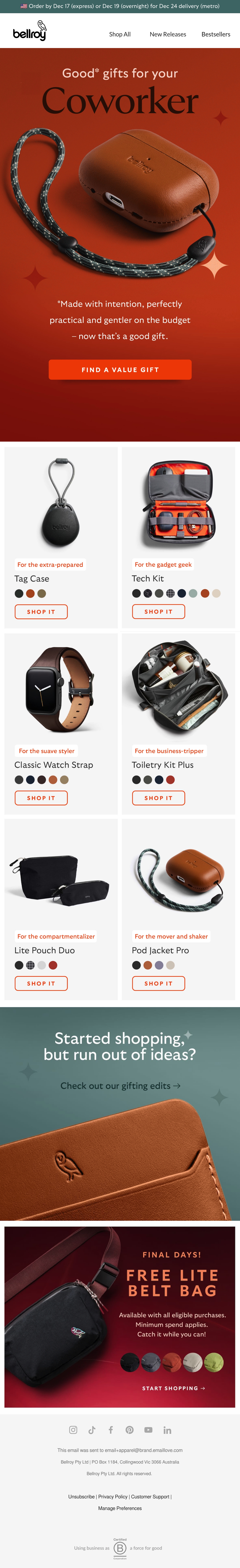 Email Inspiration from Bellroy Thumbnail Preview