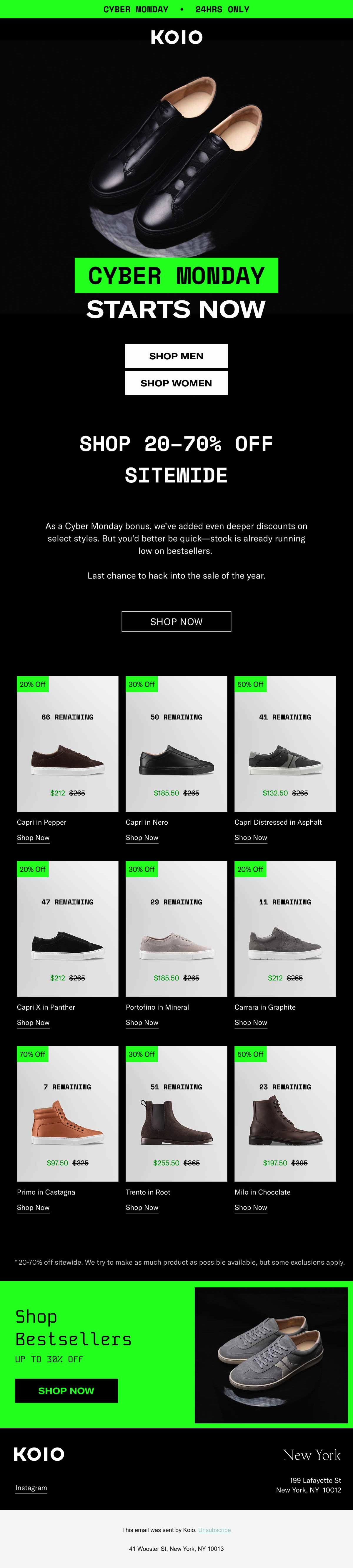 Email Inspiration from KOIO CYBER MONDAY Thumbnail Preview