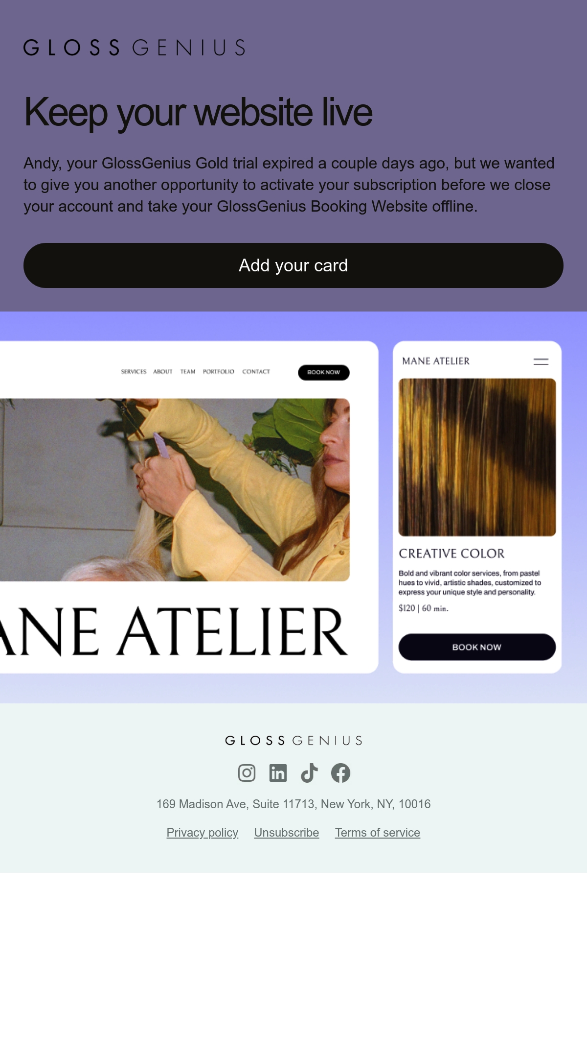 Email Inspiration from GlossGenius Thumbnail Preview