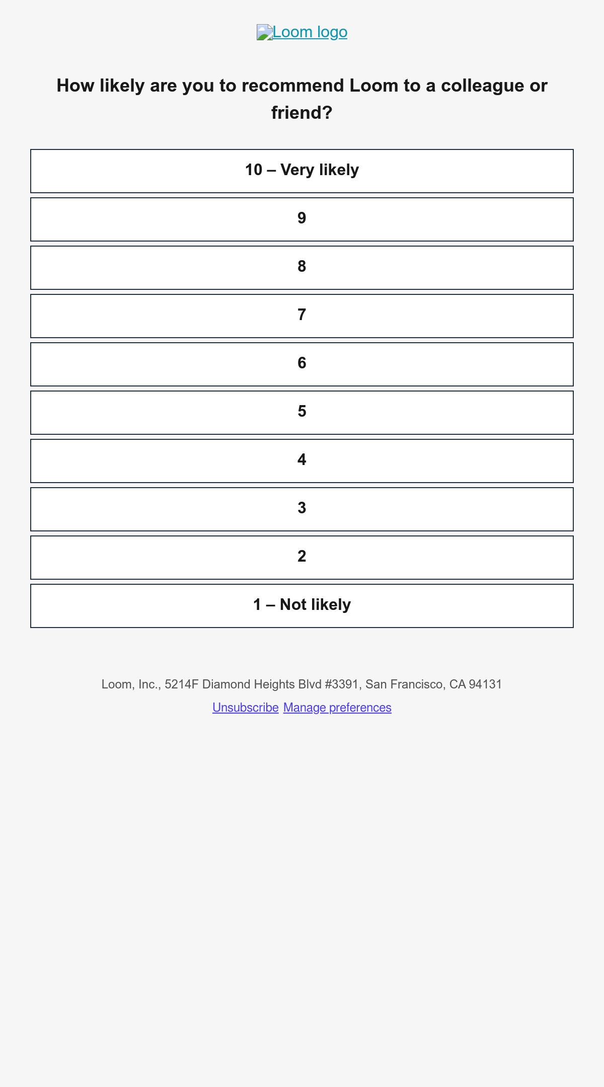 Loom Survey Email Design Thumbnail Preview