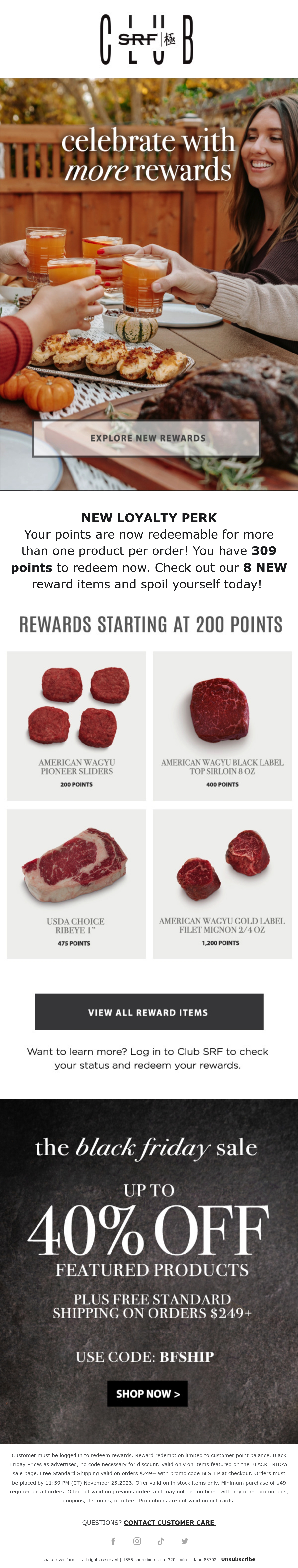 Snake River Farms Loyalty Rewards Email Design Thumbnail Preview