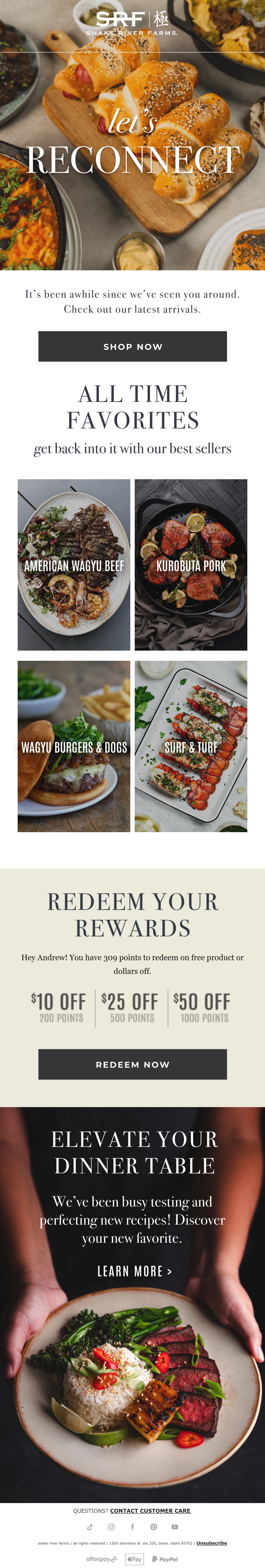 Snake River Farms Re-Engagement Email Design Thumbnail Preview