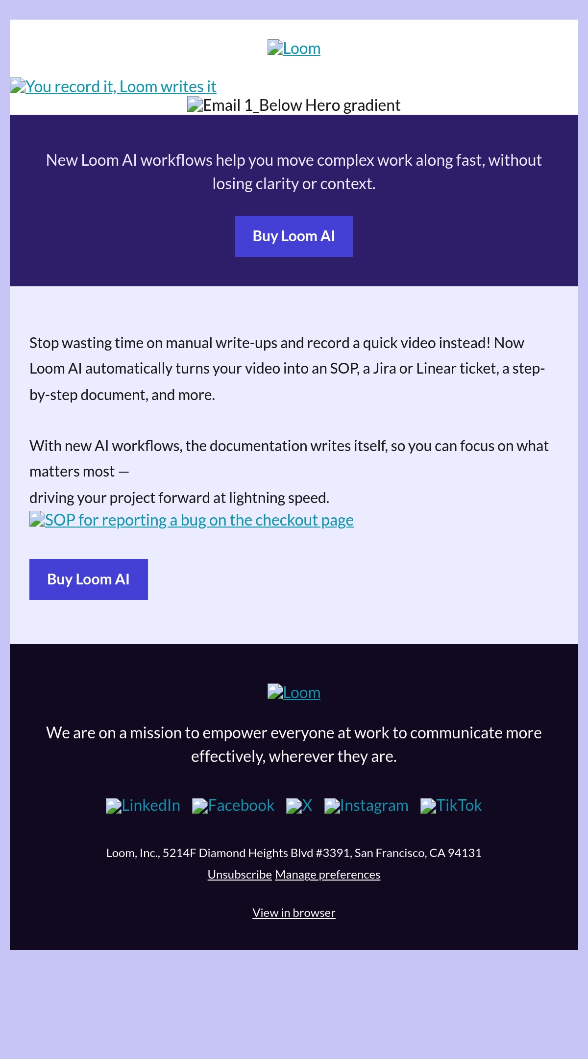 The Loom Team Email Design Thumbnail Preview