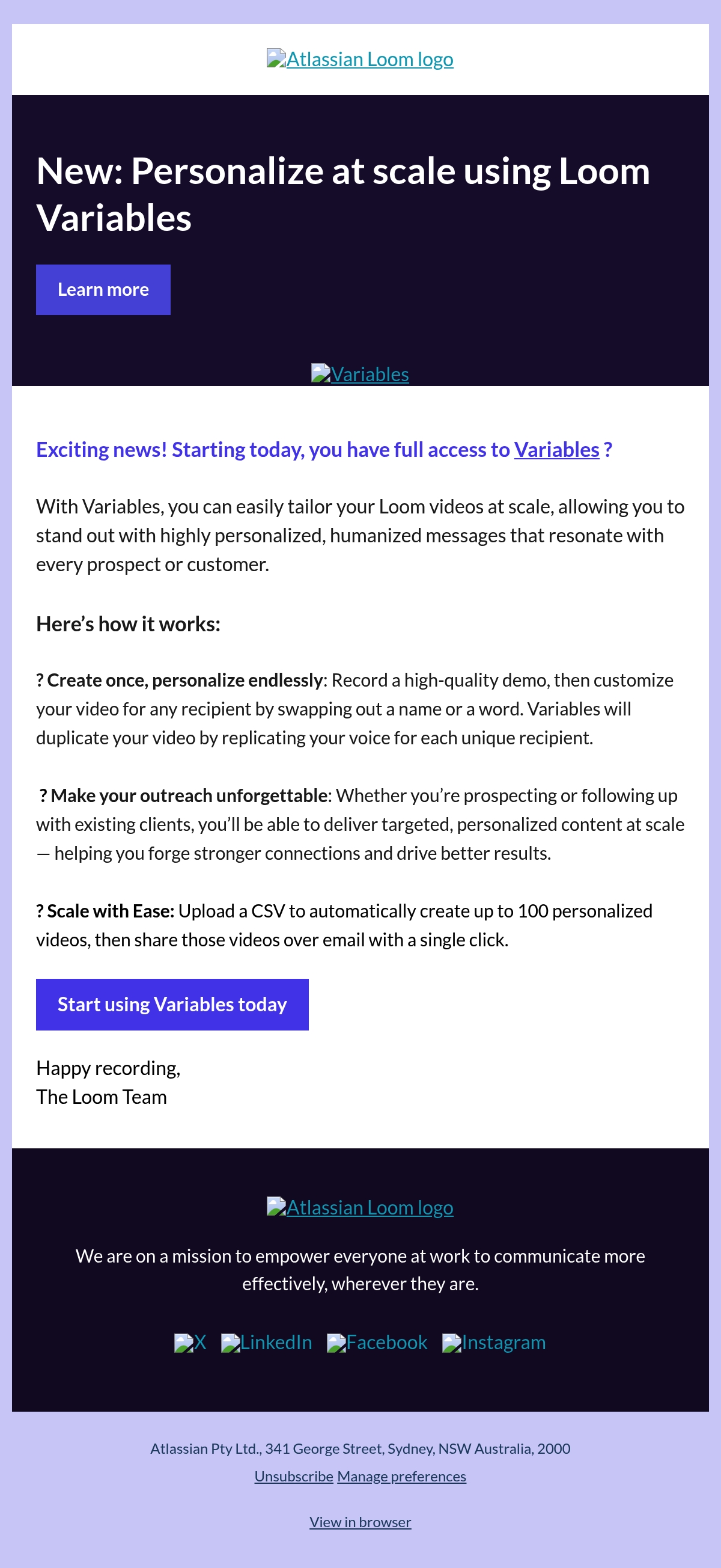 The Loom Team Email Design Thumbnail Preview