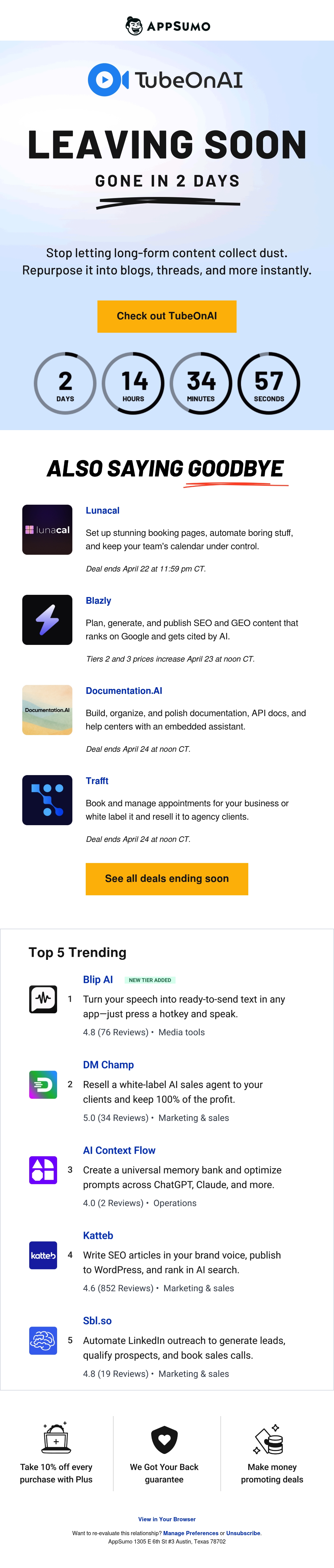 Email Inspiration from AppSumo Thumbnail Preview