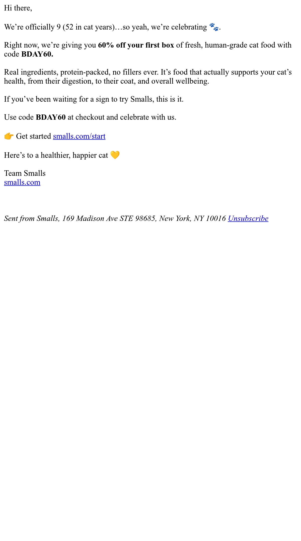 Email Inspiration from Smalls Thumbnail Preview