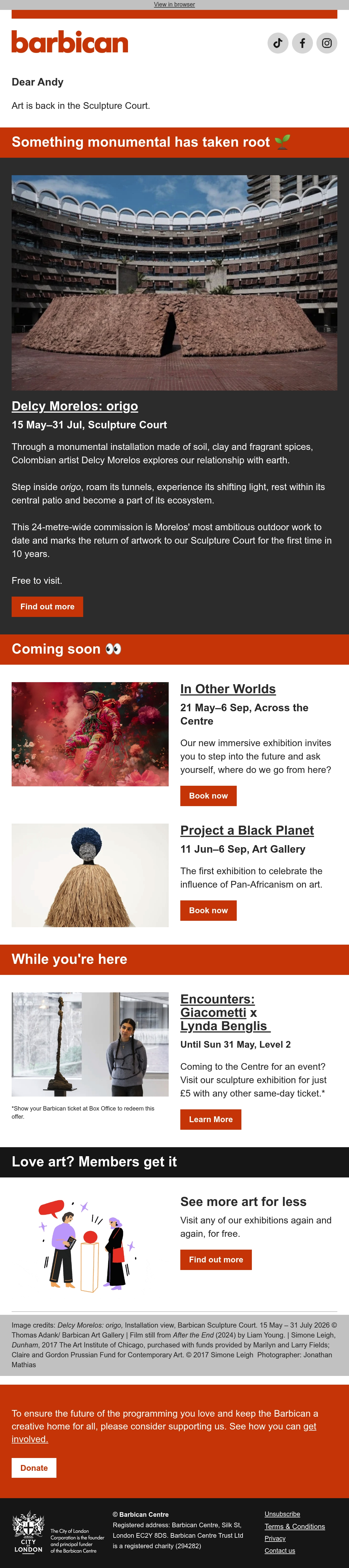 Email Inspiration from Barbican Art Gallery Thumbnail Preview