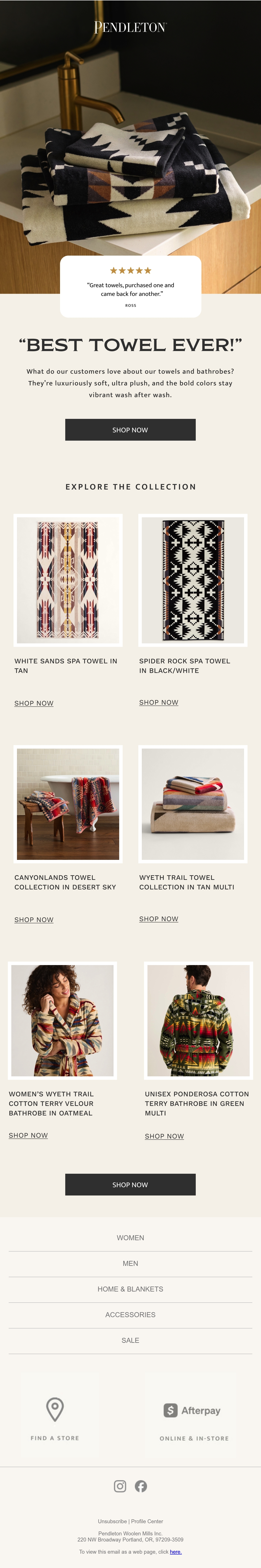 Email Inspiration from Pendleton Woolen Mills Thumbnail Preview