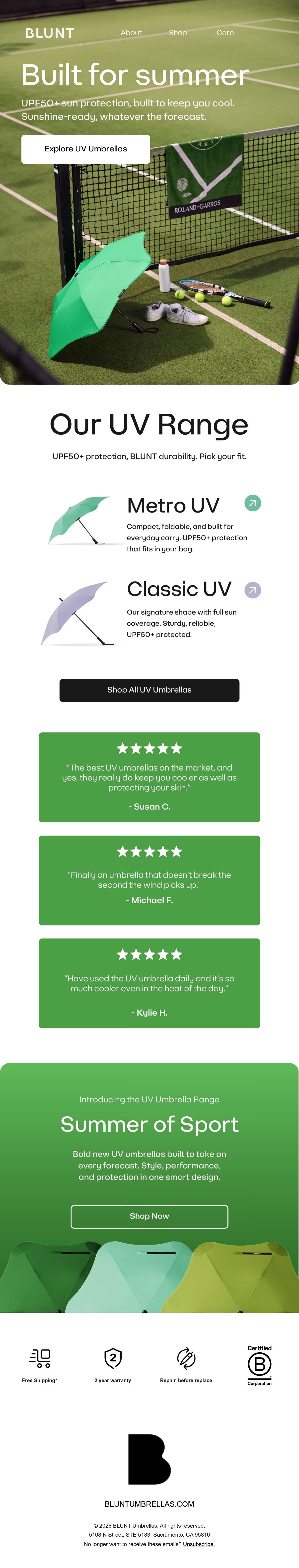 Email Inspiration from BLUNT Umbrellas US Thumbnail Preview