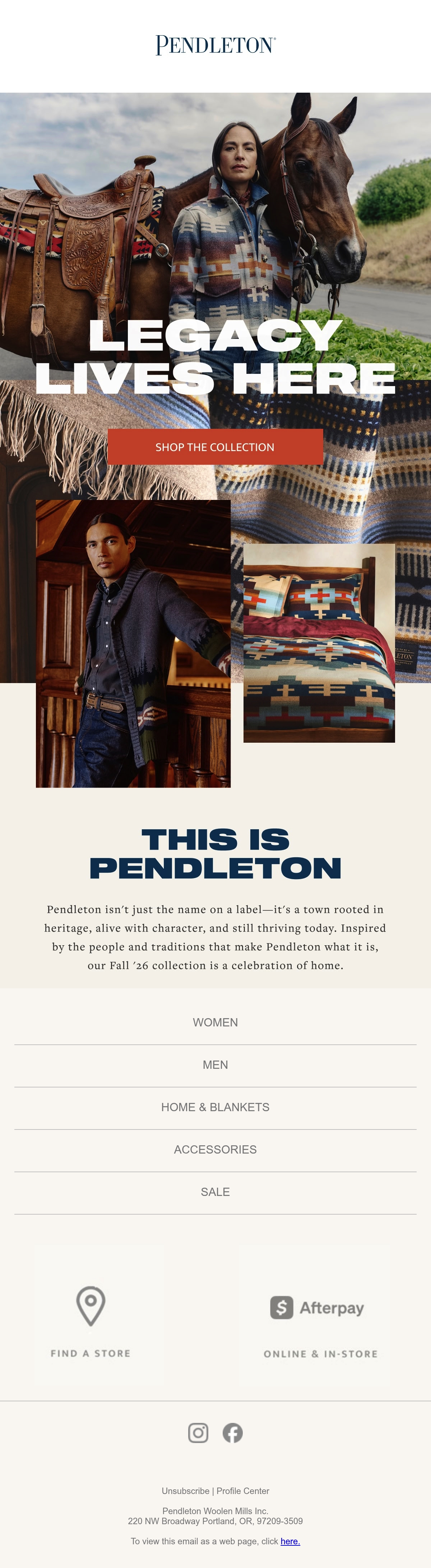 Email Inspiration from Pendleton Woolen Mills Thumbnail Preview