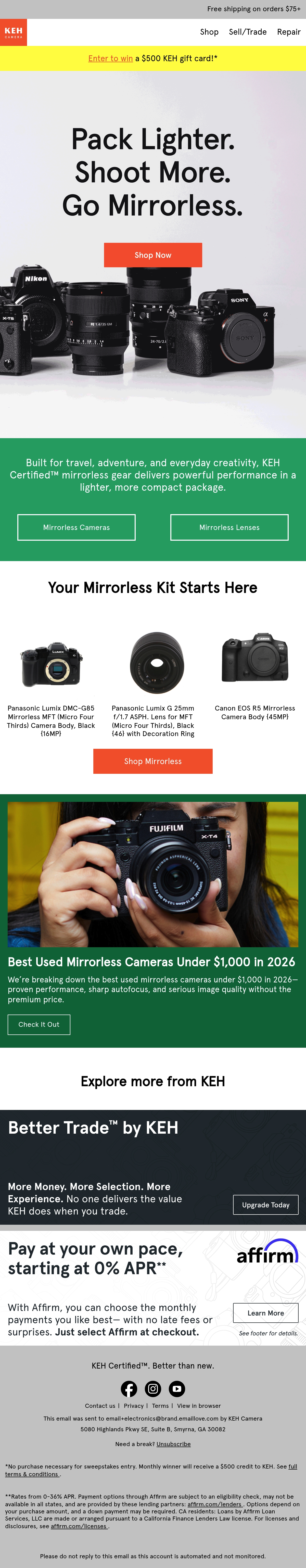 Email Inspiration from KEH Camera Thumbnail Preview