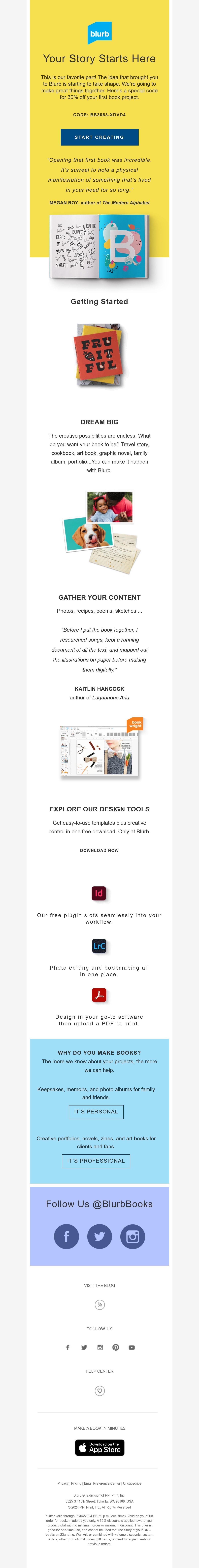 Email Design Inspiration by Blurb