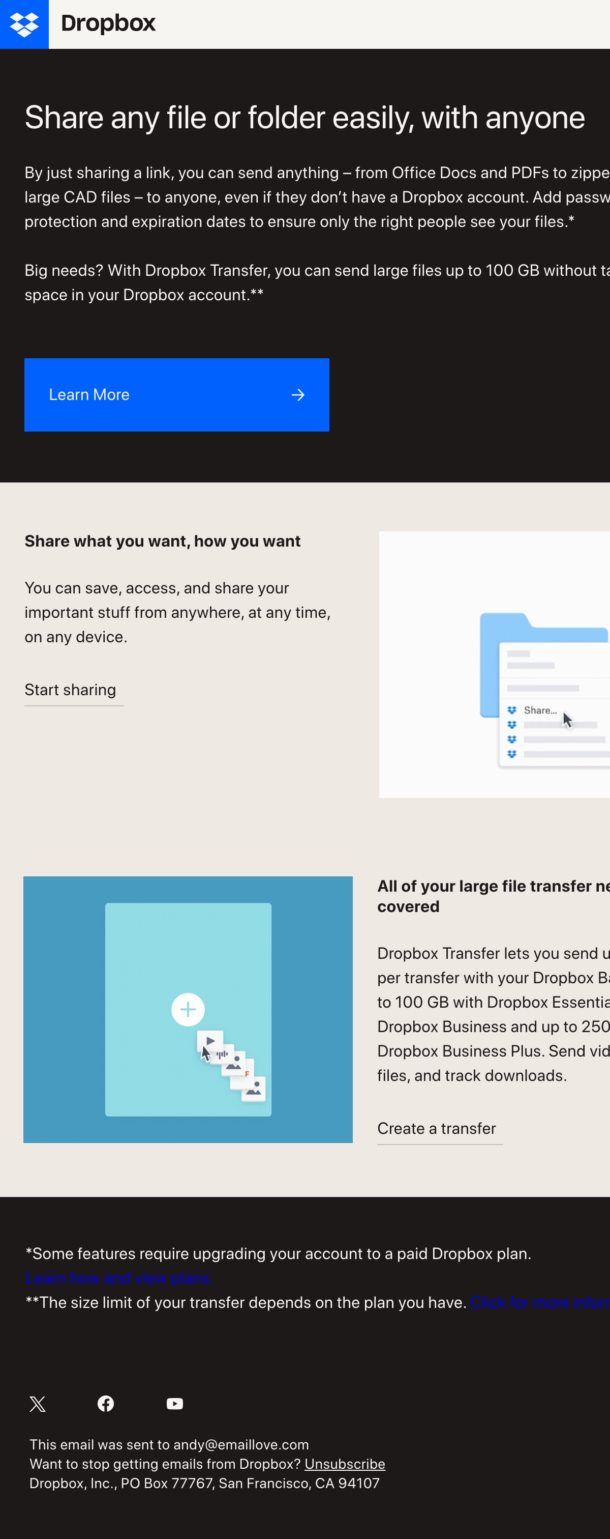 Email Design Inspiration by Dropbox