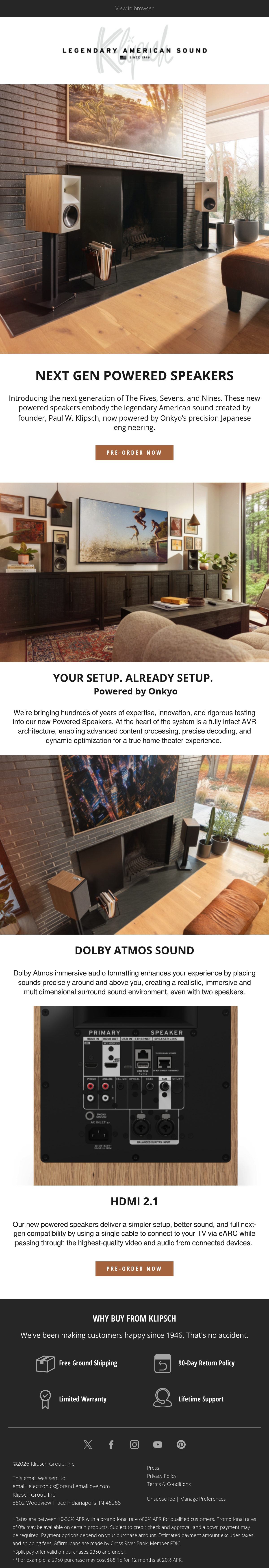 Email Design Inspiration by Klipsch Audio